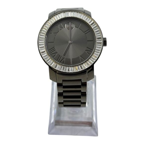 Movado Bold 2396 Women\'s Charcoal Stainless Steel Watch 13010966 Box, Extra Link